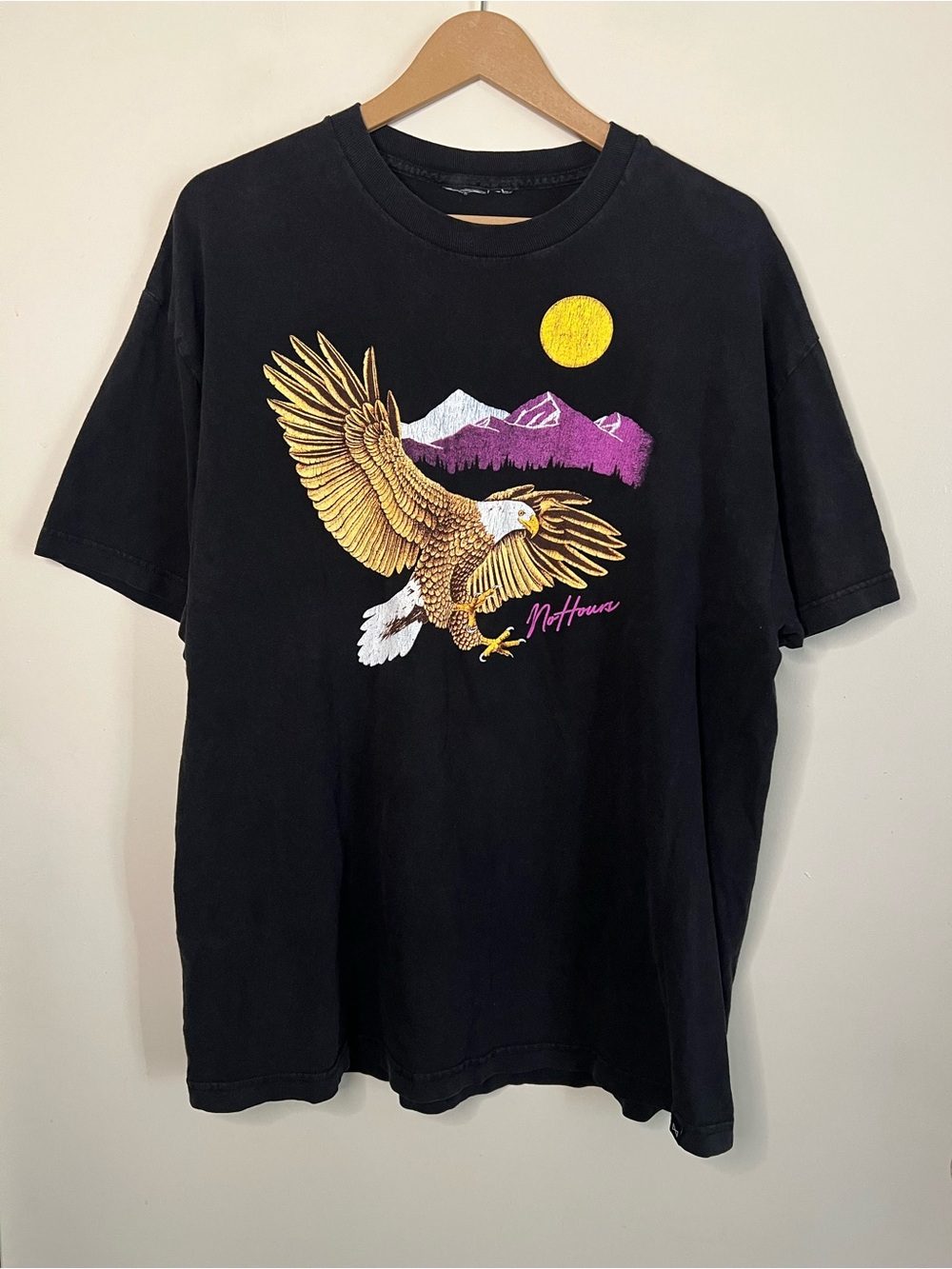 Vintage No Hours Bald Eagle Moon Mountains Nature T Shirt Size XL